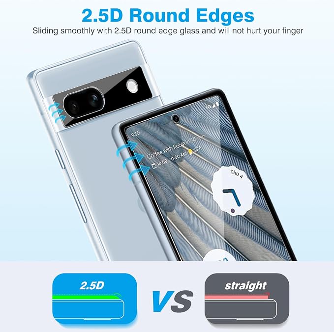 OMOTON Screen Protector for Google Pixel 7A 5G, 3 Pack Tempered Glass & Camera - Image 7
