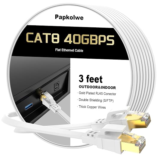 Cat 8 Ethernet Cable 3 ft, Heavy Duty High Speed Cat8 LAN Network Cable by Unknown