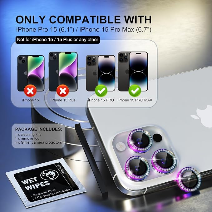 Choiche Compatible for iPhone 15 Pro/iPhone 15 Pro Max Camera Lens Protector - Image 2