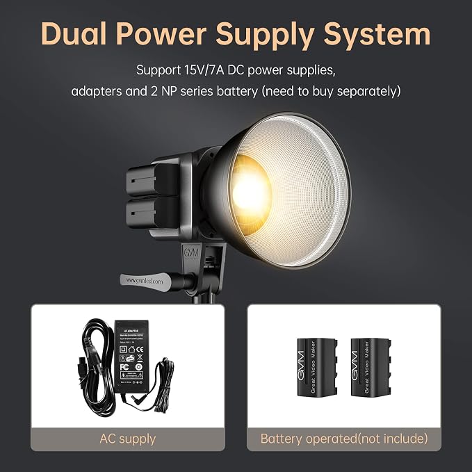 GVM Great Video Maker GVM 80W Bi-Color COB Video Light Kit, 2700K~7500K - Image 2
