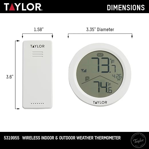 Taylor Digital Wireless Round Indoor Comfort Level Thermometer and Clock - Image 3