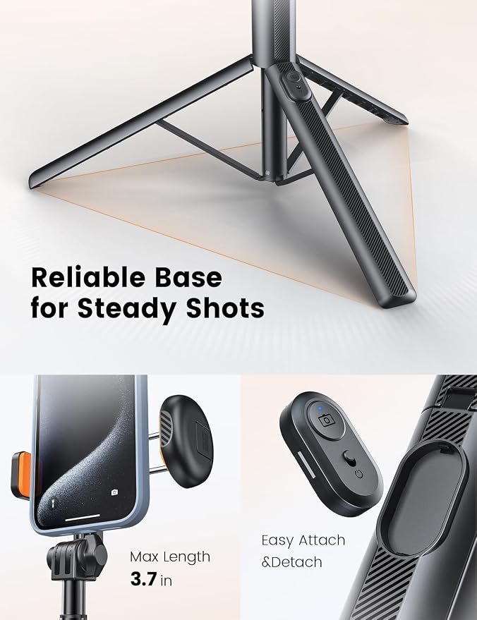 ANXRE 71" Phone Tripod, NT79 Extendable Selfie Stick - Image 3