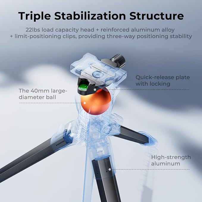 K&F CONCEPT 73" Aluminum Travel Tripod - Image 4