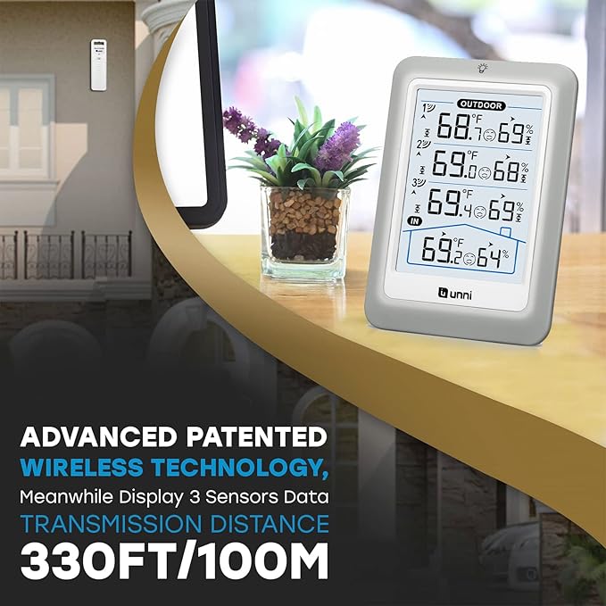 Indoor Outdoor Thermometer Wireless, 4.5 Inch Display Digital Hygrometer - Image 3