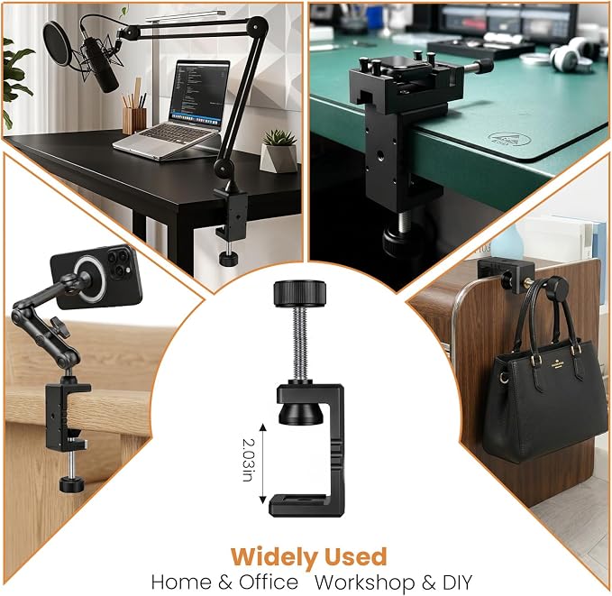 Heavy Duty C Clamp & Desk Clamp, Aluminum Alloy Table Mount - Image 3