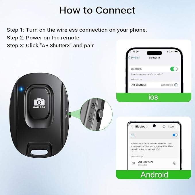 2 Pack Wireless Remote Shutter for iPhone Camera, Portable Rechargeable Photo - Image 5