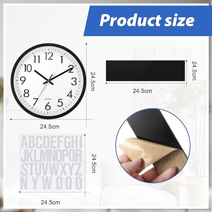 Sasylvia 3 Pcs 10 Inch Wall Clock Battery Operated Round Clock - Image 3