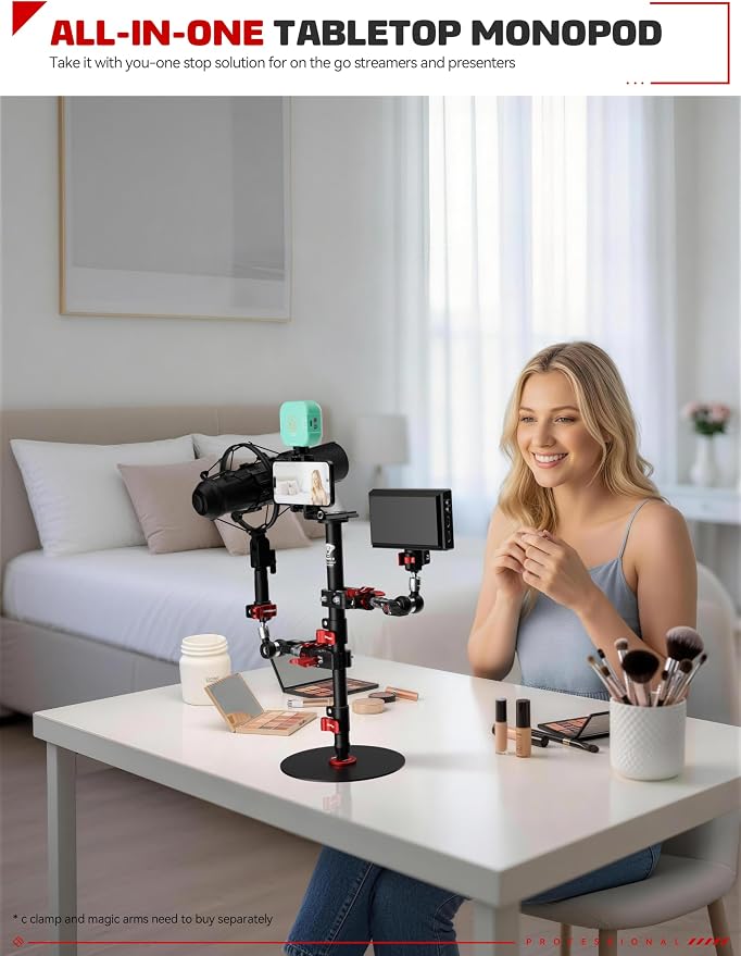 IFOOTAGE A200 Round Base Monopod, Aluminum Tabletop Small Tripod, Compatible - Image 2