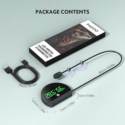 PAIZOO Reptile Thermometer Hygrometer, LED Rechargeable Reptile Tank - Image 7