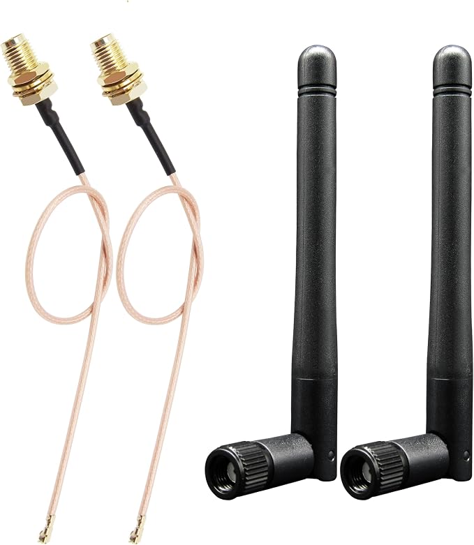 WiFi Bluetooth Antenna 2 Pack & Pigtail 2 Pack, 5Ghz 2.4Ghz WiFi Card Antenna by Rydocyee