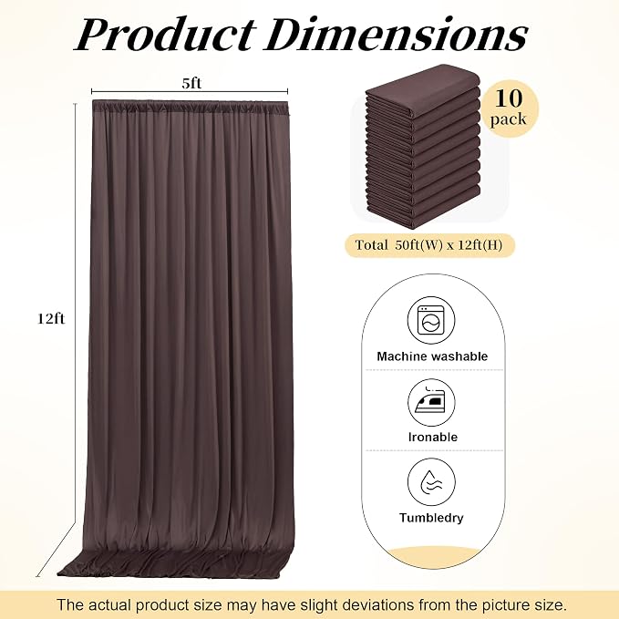 20ft x 12ft Brown Backdrop Curtains - Image 6