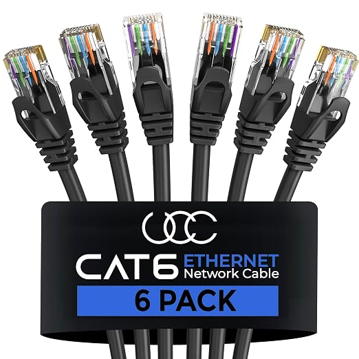 Cat 6 Ethernet Cable 15 Feet 6 Pack, Cat6 RJ45 Ethernet Patch Cables, by UltraClarityCables
