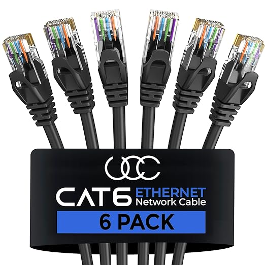 Ultra Clarity Cables Cat6 Ethernet Cable 6 Feet 6 Pack, High-Speed 10Gbps 500Mhz by UltraClarityCables