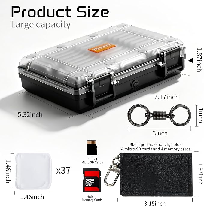 37 Slots Memory Card Case & 37 Transparent Card Cases & 60 Visual Sticky Notes - Image 2
