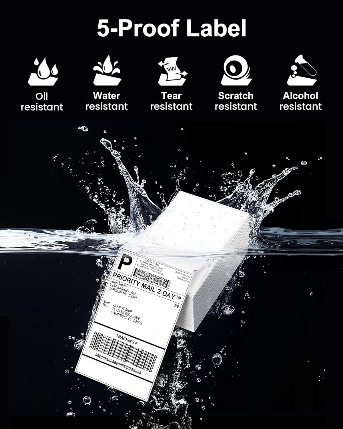 Phomemo 4x6 Shipping Labels, 500 PCS Fan-Fold Thermal Labels, Compatible with MUNBYN,JADENS,Nelko,Phomemo 241bt,243BT, D450BT,D520BT,2411BT Label Printer,Water/Oilproof Label Stickers for Address Mail