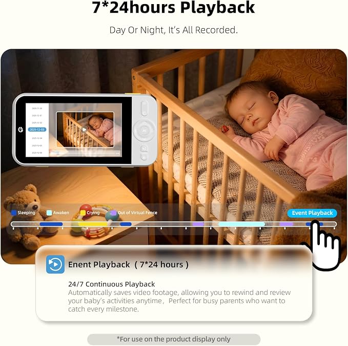 Ellie Pro Baby Monitor with 2 Cameras, 6000mAh Battery, Remote Pan-Tilt-5X Zoom - Image 5