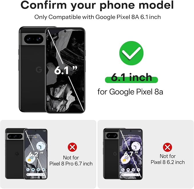 OMOTON 3+2 Pack for Google Pixel 8a Screen Protector, 3 Pack Tempered Glass - Image 2