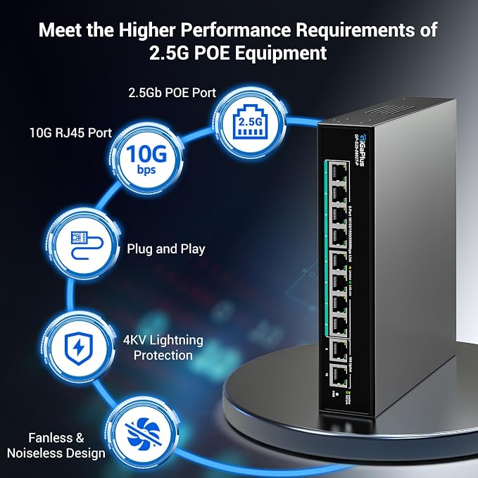 10-Port 10Gb Unmanaged PoE Ethernet Switch - Image 6