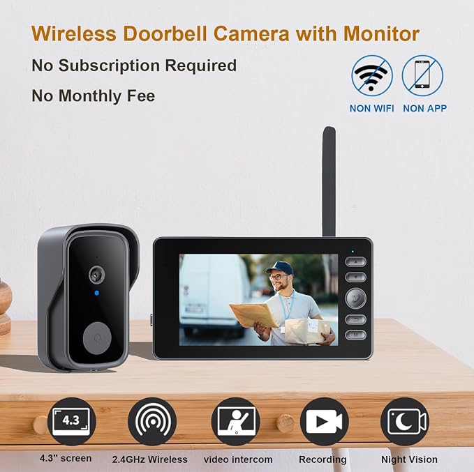 Doorbell Camera Wireless No Subscription Video Doorbell, Bidirectional Wake-up - Image 2
