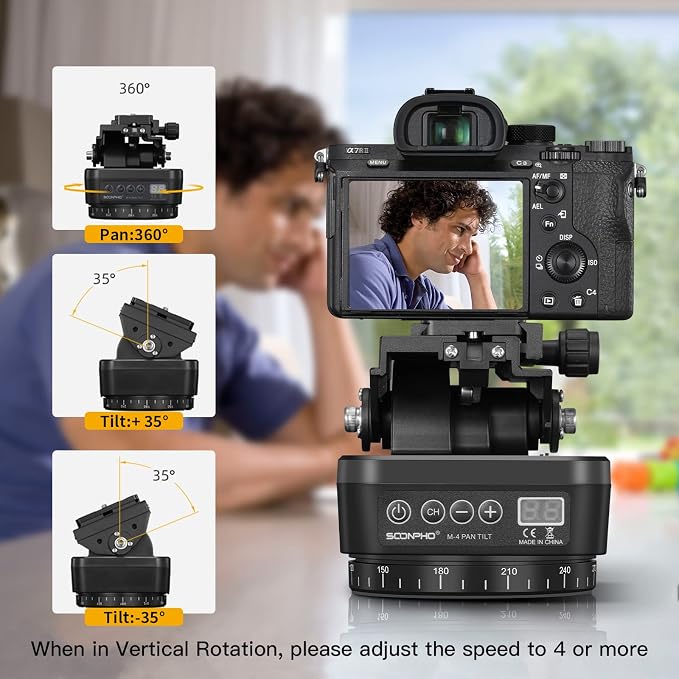 Soonpho M4 Motorized Rotating Panoramic Tripod Head, Remote Control Pan Tilt - Image 2