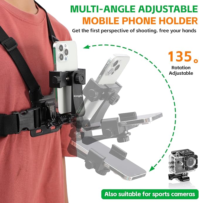 KINGKI Mobile Phone Chest Mount Harness Strap Holder Cell Phone Clip Action - Image 5