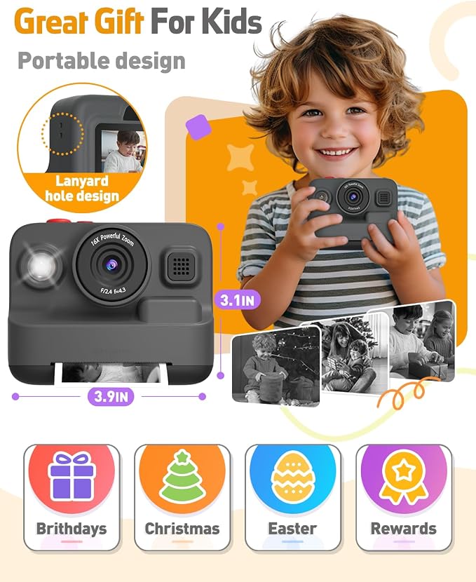 Yehtta Kids Camera Instant Print, Dual-Lens Front Rear Selfie Camera - Image 6