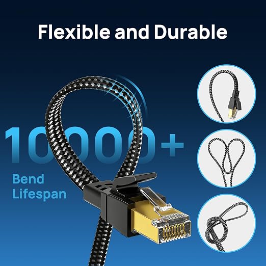 Orbram Cat 8 Ethernet Cable 75 ft, Nylon Braided High Speed Heavy Duty Network - Image 5