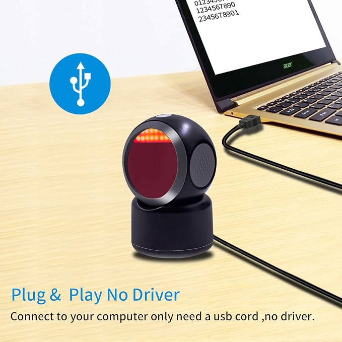2D QR Barcode Scanner, Symcode Omnidirectional Hands-Free Automatic Barcode - Image 4