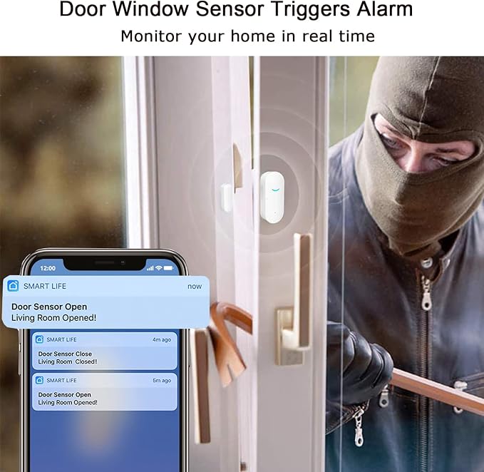 2 Pack WiFi Door Window Sensor Detector: Wireless Security Alarm Door Sensor - Image 2