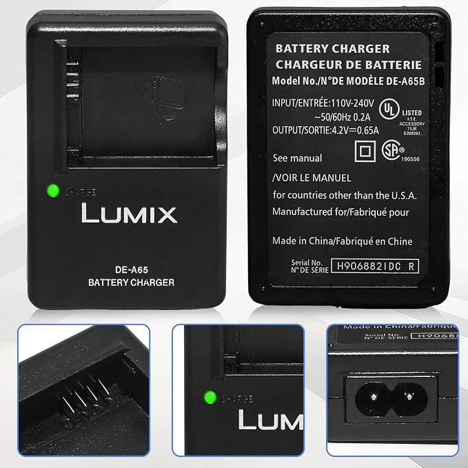 DE-A65 Camera Battery Charger for Panasonic： LUMIX DE-A65A DE-A65B DE-A65BA - Image 6