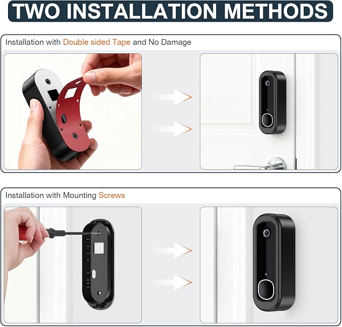 Adhesive Doorbell Camera Mount for Arlo Video Doorbell 2K, No-Drill Mounting - Image 3