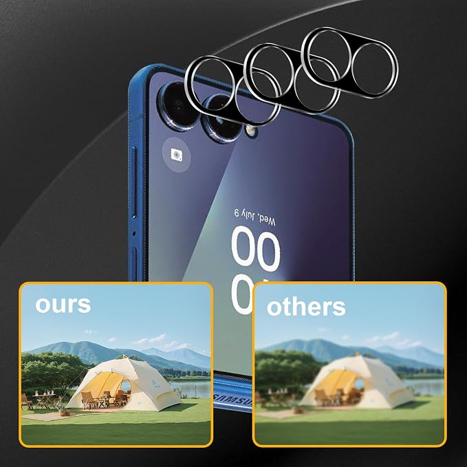 3 Pack Camera Lens Protector for Samsung Galaxy Z Flip 7, Tempered Glass - Image 6
