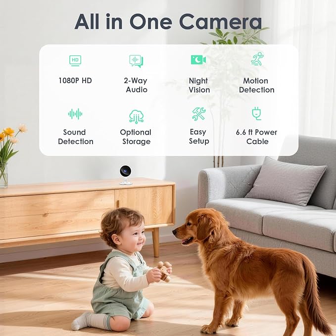 YOTON Indoor Security Camera for Baby Monitor, Home & Pets, 2.4GHz WiFi - Image 2