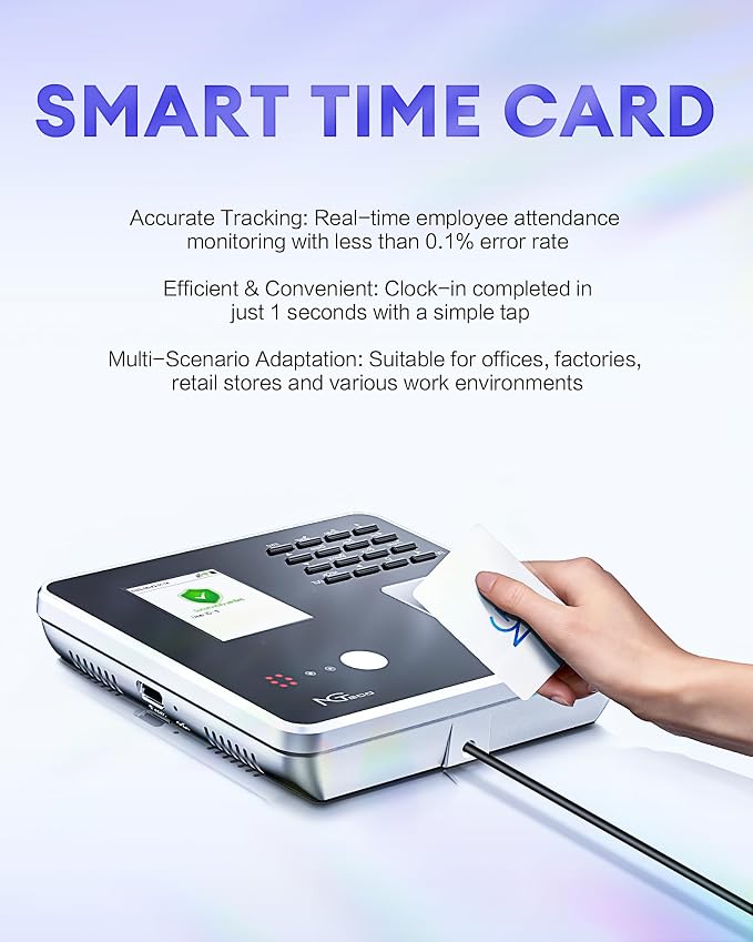 NGTeco Smart Time Card PVC Employee ID Card MB1, TC7 Time Clocks, Waterproof & - Image 5
