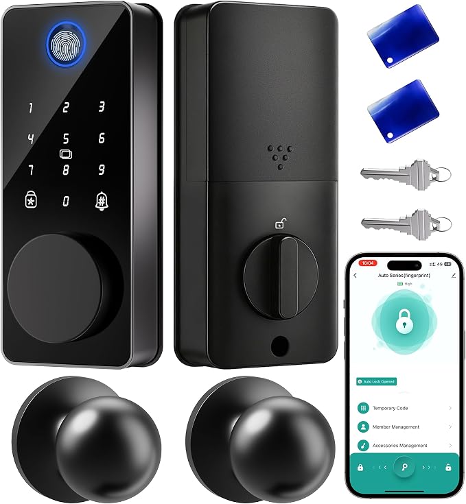 Smart Deadbolt Lock with 2 Knobs, 5-in-1 Keyless Entry Door Lock with by IBLOGSmartDoorLock