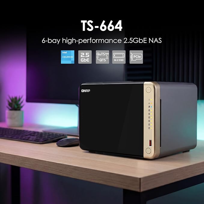 QNAP TS-664-8G-US 6 Bay High-Performance Desktop NAS - Image 2