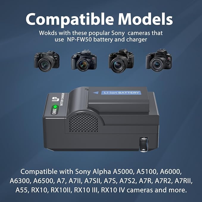 LP NP-FW50 Battery Charger Pack, 1950mAh 2-Pack Battery Compatible - Image 4