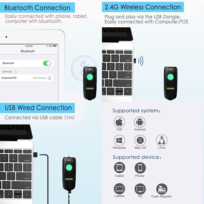 NADAMOO 2D Wireless Barcode Scanner Compatible - Image 3