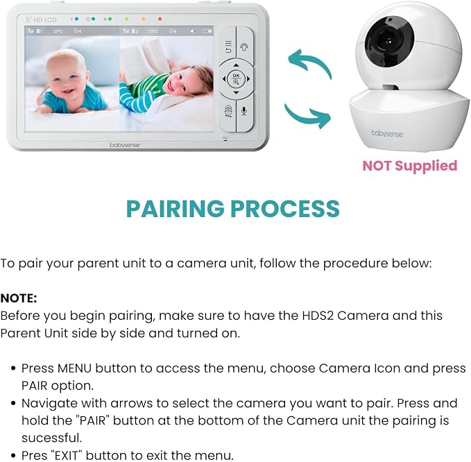 Babysense Parent Unit for HDS2 Video Baby Monitor, Replacement Unit - Image 3