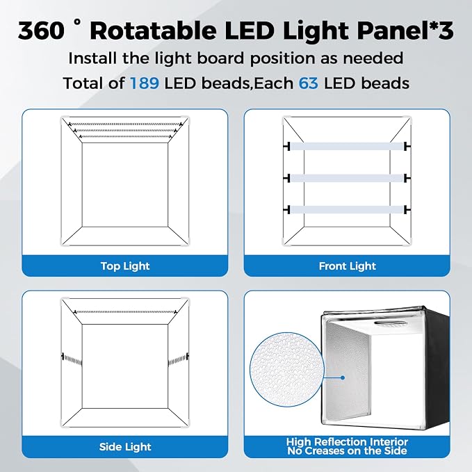 Photo Light Box, Portable 12/16/20/24/32 Inch Photo Studio LightBox, Shooting - Image 3