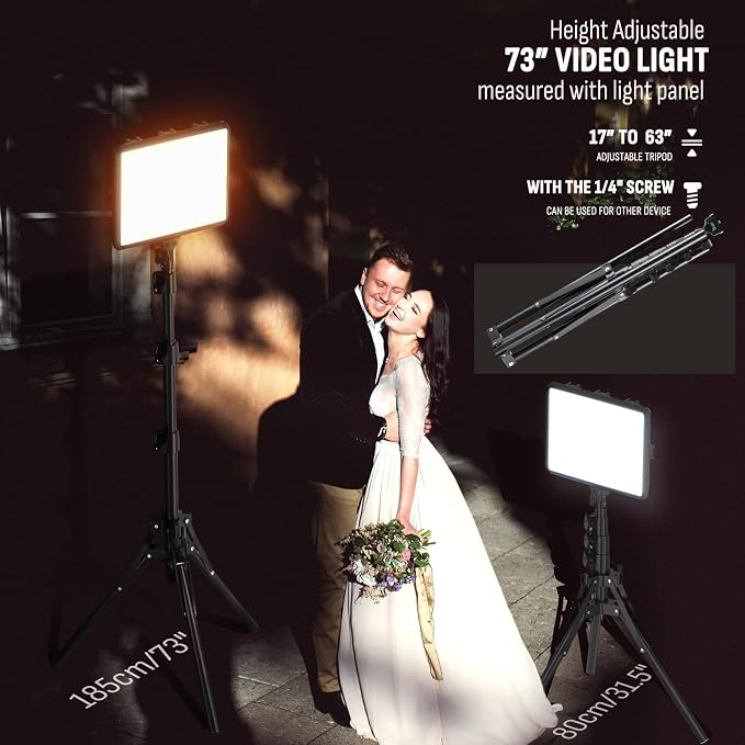 2-Pack LED Photography Lighting Kit, Arsoer 15W Bi-Color Video Light Kit - Image 5