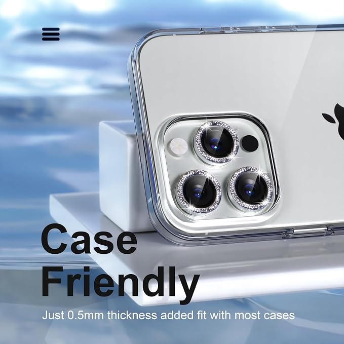Misea Compatible for iPhone 15 Pro/iPhone 15 Pro Max Camera Lens Protector Bling - Image 5