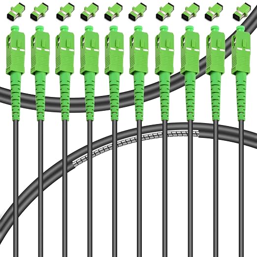 10-Pack - 50m SC/APC to SC/APC Fiber Optic Internet Cable, Armored Single Mode by Bangun