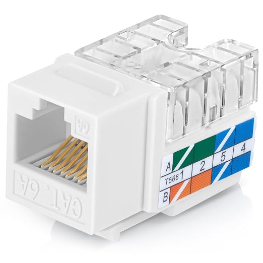 Everest 90° Angled RJ45 Cat6A Keystone Jacks 20-Pack in White by EverestMediaSolutions