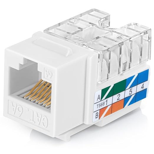 Everest 90° Angled RJ45 Cat6A Keystone Jacks 50-Pack in White by EverestMediaSolutions