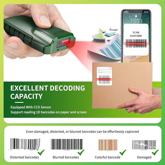 NETUM Bluetooth 1D Barcode Scanner, 3-in-1 Small Portable CCD Bar Code Reader - Image 4