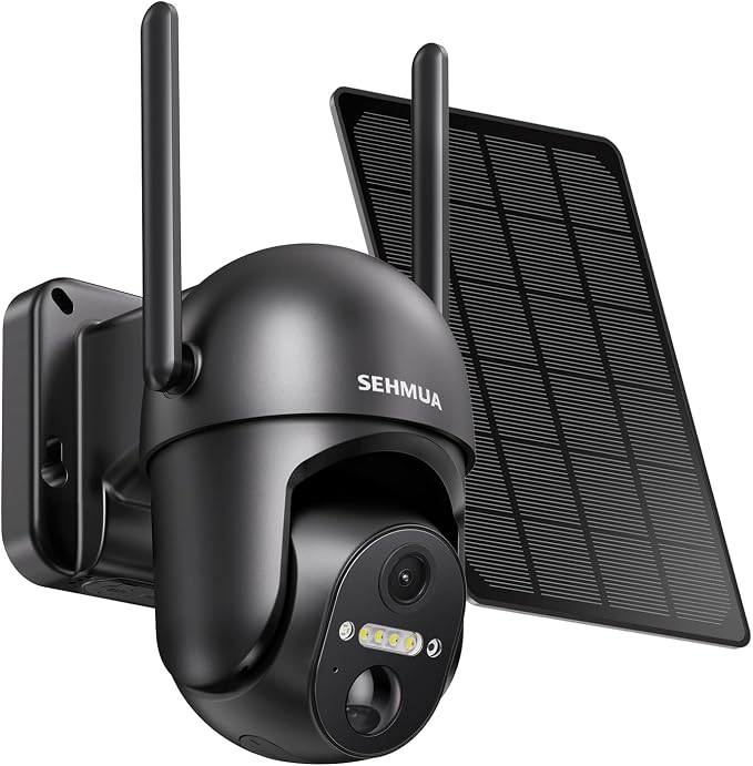 SEHMUA Solar Security Cameras Wireless Outdoor, 2K 360° View Battery Powered by SEHMUA