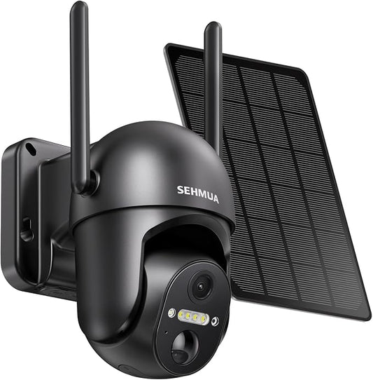 SEHMUA Solar Security Cameras Wireless Outdoor, 2K 360° View Battery Powered by SEHMUA