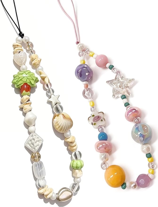 2 Pcs Phone Charm Strap Hand for iPhone Wrist Strap Camera Lanyard Pearl Beaded by Casecond