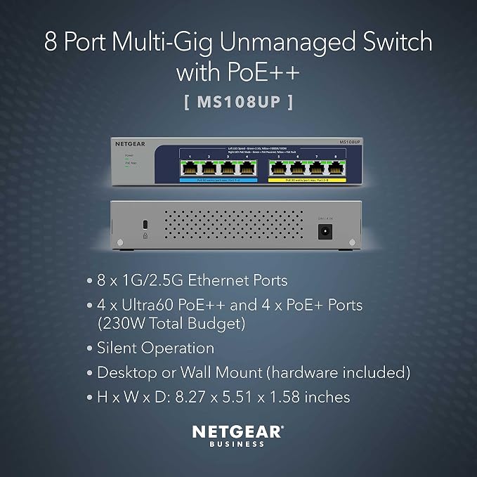 NETGEAR 8-Port Ultra60 Multi-Gigabit Ethernet Unmanaged Network Switch - - Image 2